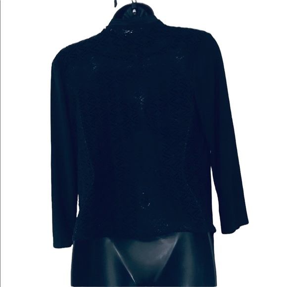 Vintage Lace Drape Open Front Cardigan Crop Sleeve Black - Picture 3 of 4